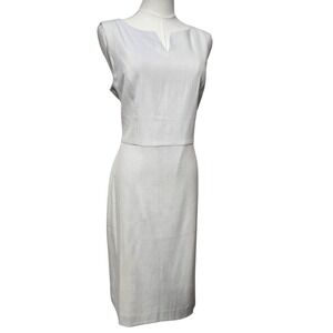 Talbots Dress Womens 10 Light Gray White Pinstripe Sleeveless Sheath‎ Career